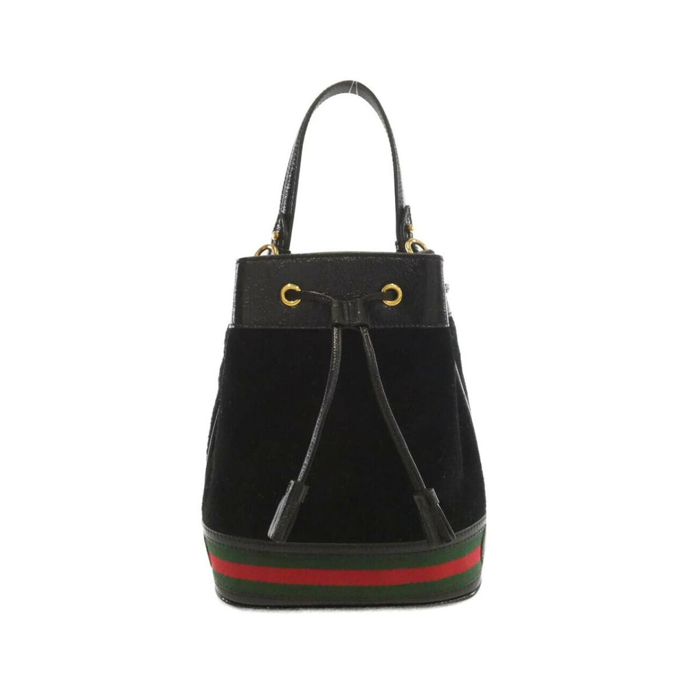 Gucci Ophidia Bucket Bag black suede patent leather